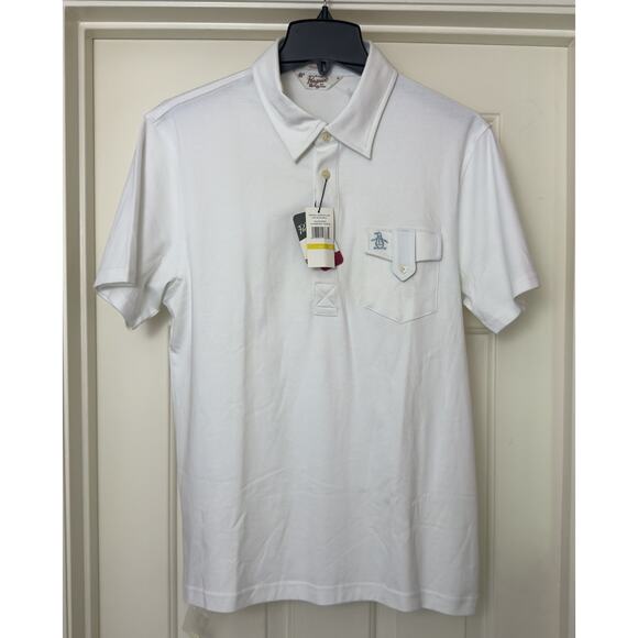 Original Penguin Classic Fit Polo Shirt Men M White Pima Cotton Pocket NWT - Picture 1 of 10
